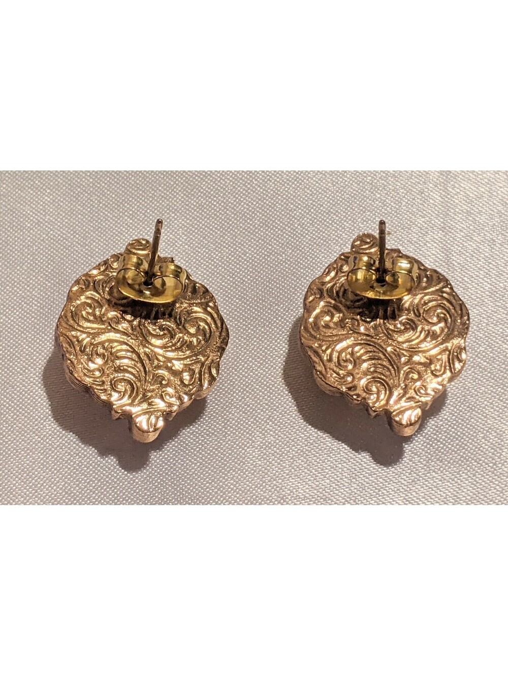 Vintage 1928 Blush Pink Faux Pearl And Pink Rhinestone Earrings Gold Tone - Picture 6 of 9